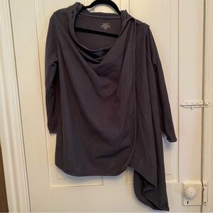 ✨cuddl duds climate right gray fleece hooded wrap cardigan✨